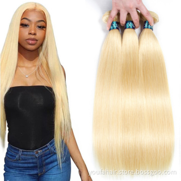 Wholesale Price 613 Blonde Straight Human Hair Weave Mink Brazilian Cuticle Aligned Virgin Human Hair Bundles for Black Women